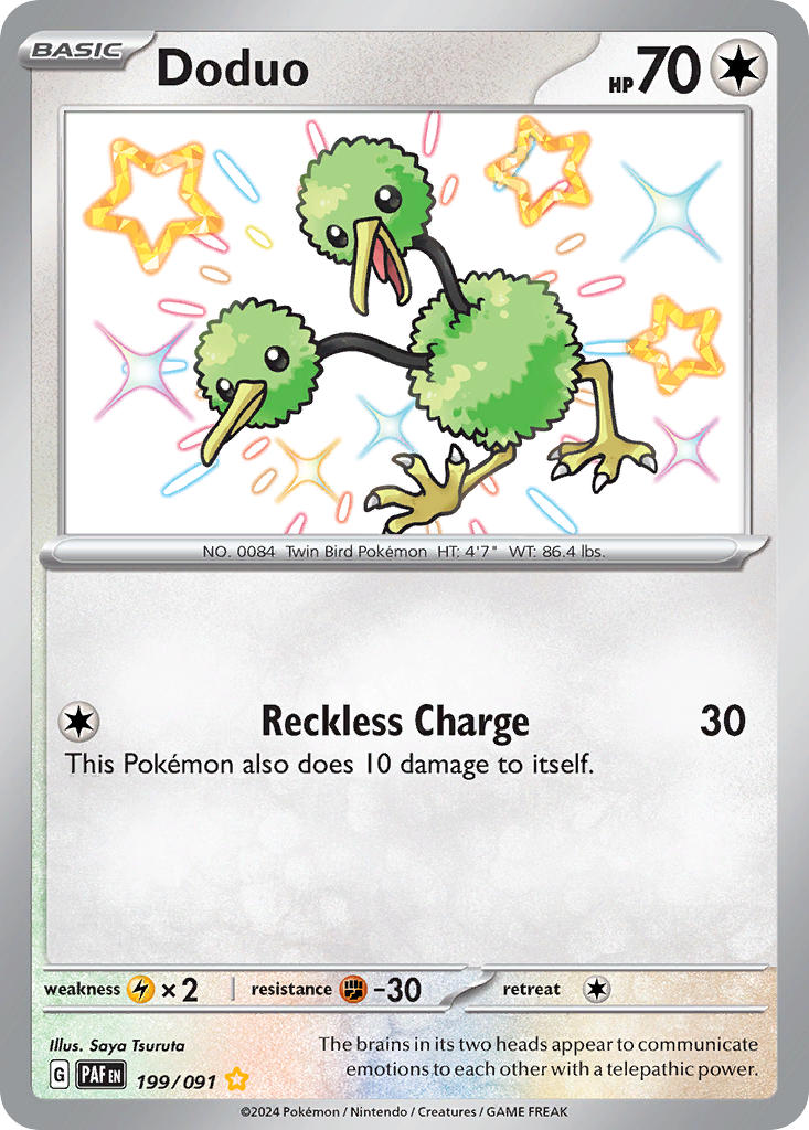 Doduo - 199/091 - Shiny Rare - Paldean Fates
