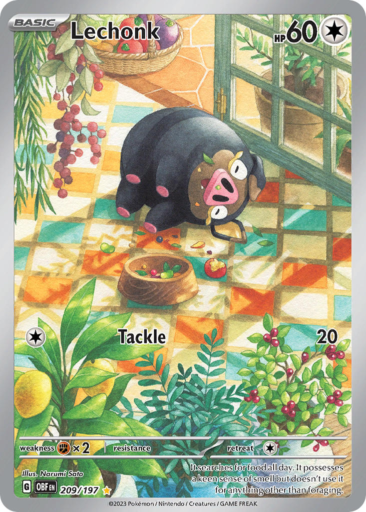 Lechonk - 209/197 - Illustration Rare - Obsidian Flames