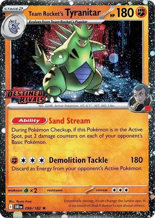 Team Rocket's Tyranitar - 096/182 - Cosmos Holo Prerelease - Destined Rivals