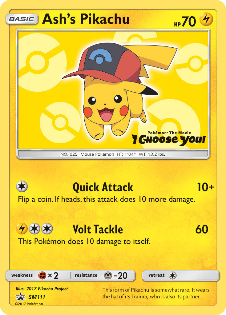 Ash's Pikachu - SM111 - Trading Card - SM Black Star Promo