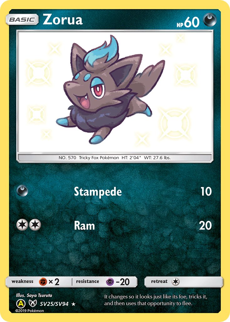 Zorua - SV25/SV94 - Shiny Holo Rare - Hidden Fates