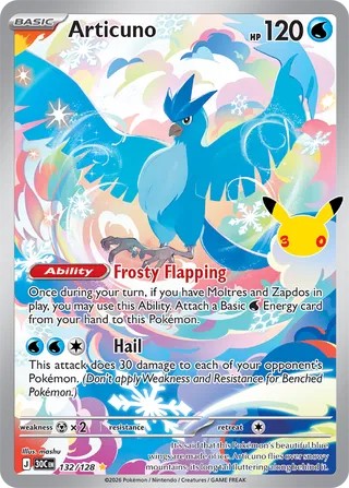 Articuno - 132/128 - Illustration Rare - 30th Celebration