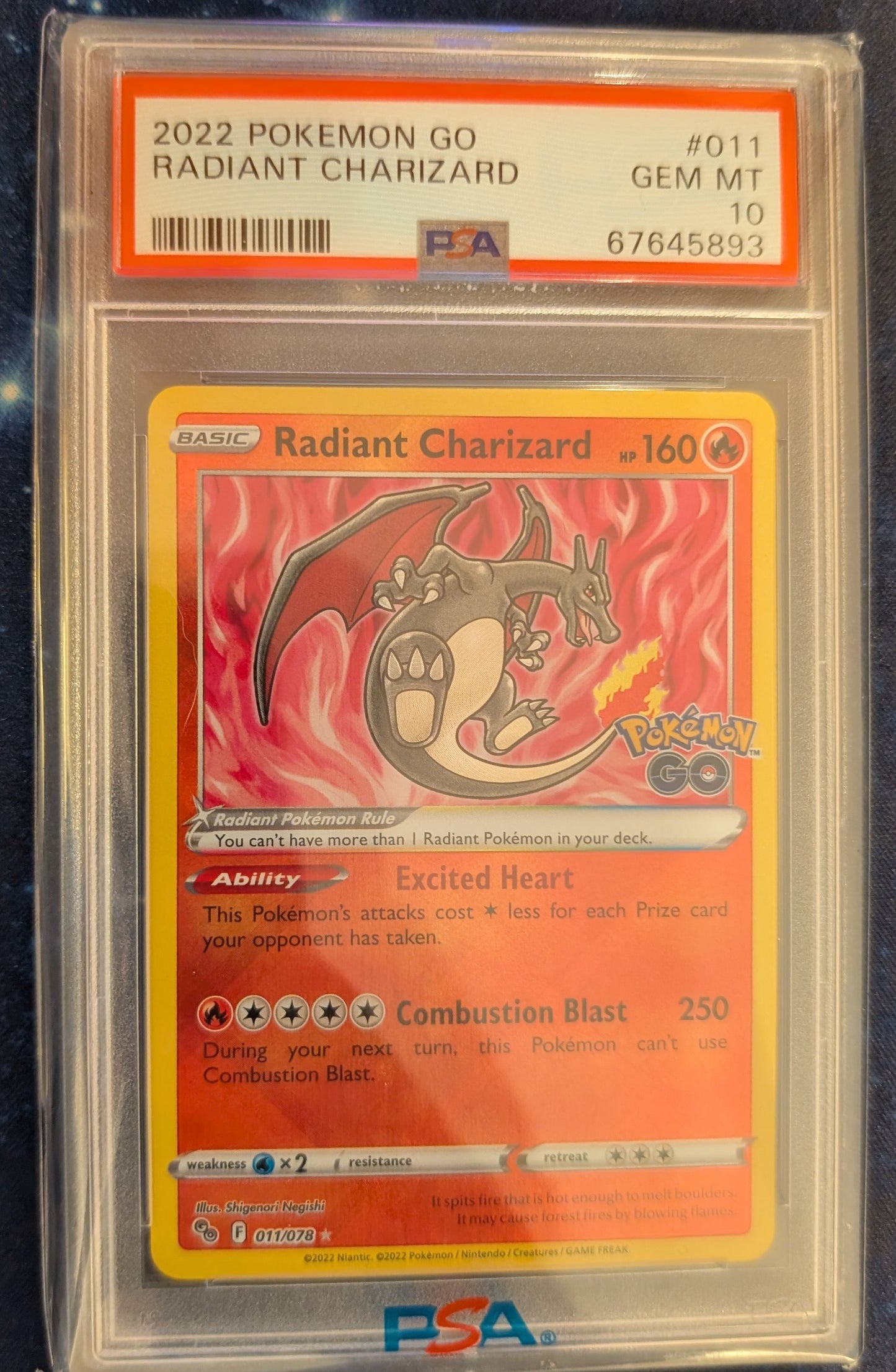 Radiant Charizard 011/078 PSA 10 - Pokemon GO