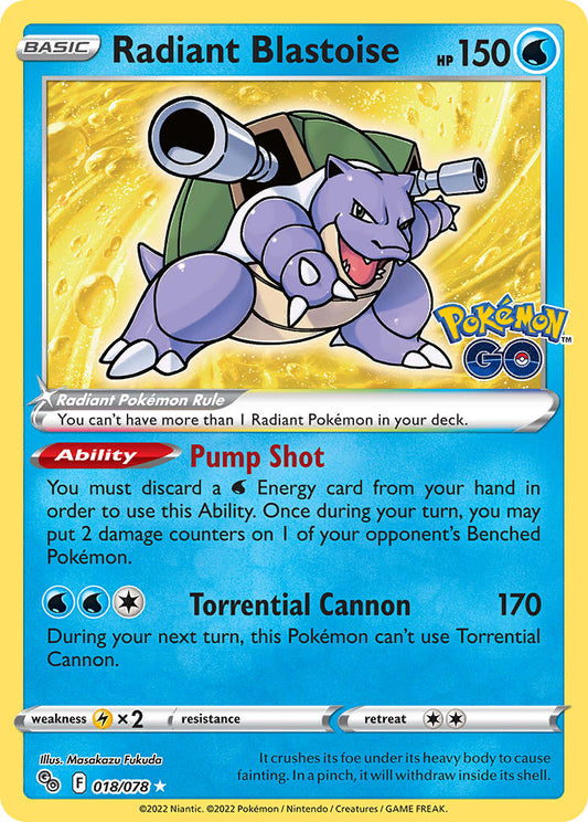 Radiant Blastoise - 018/078 - Radiant Rare - Pokemon GO