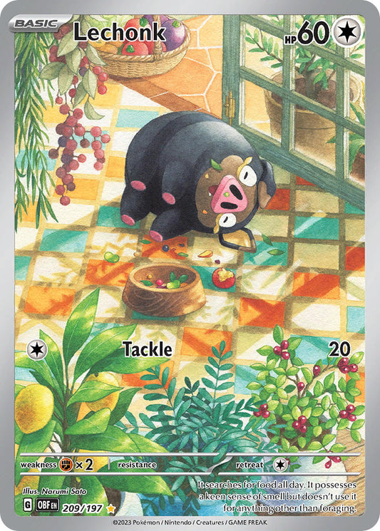 Lechonk - 209/197 - Illustration Rare - Obsidian Flames