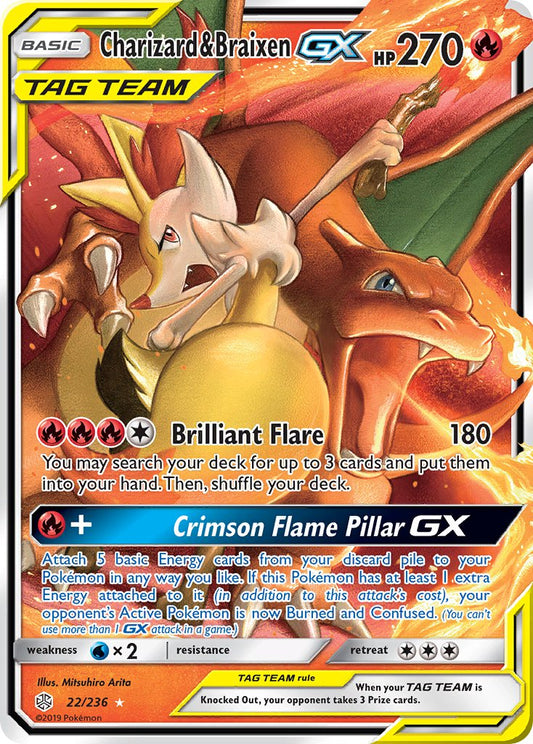 Charizard & Braixen GX - 22/236 - Ultra Rare - Cosmic Eclipse