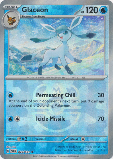 Glaceon - 025/131 - Master Ball Reverse Holo - Prismatic Evolutions