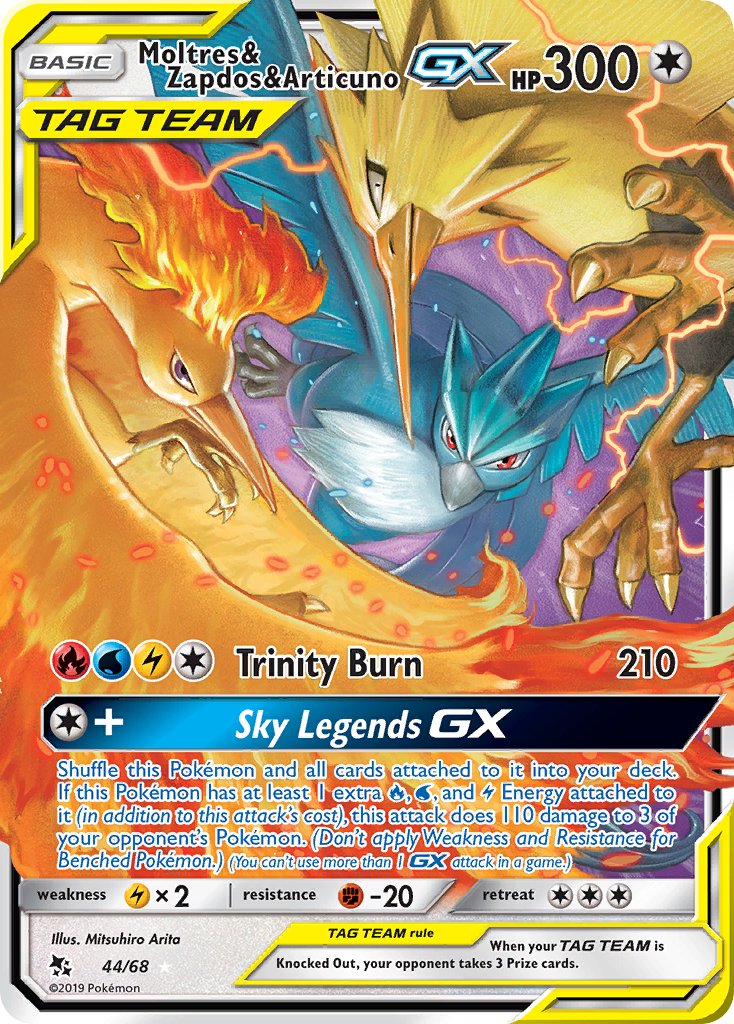 Moltres & Zapdos & Articuno GX - 44/68 - Ultra Rare - Hidden Fates