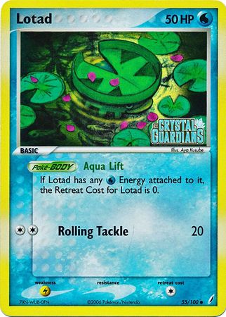 Lotad - 55/100 - Reverse Holo - EX Crystal Guardians