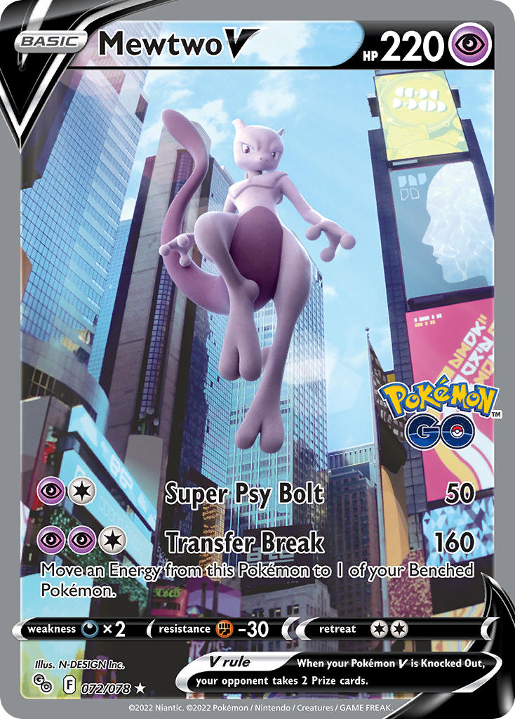 Mewtwo V - 072/078 - Ultra Rare - Pokemon GO