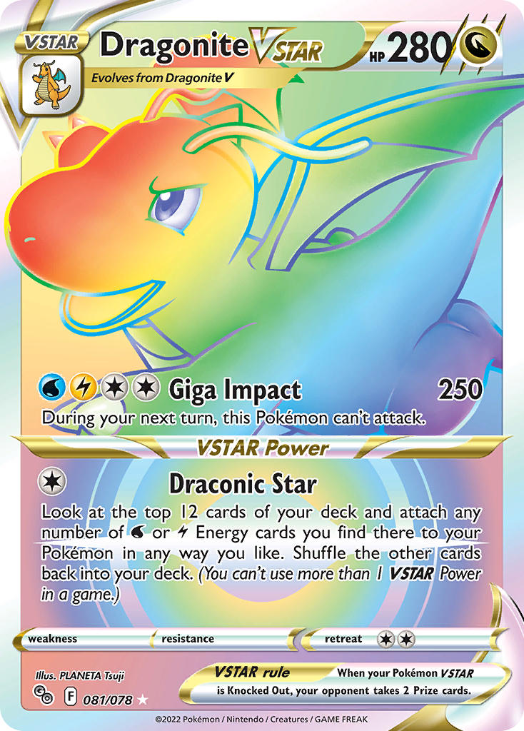 Dragonite VSTAR - 081/078 - Rainbow Rare - Pokemon GO