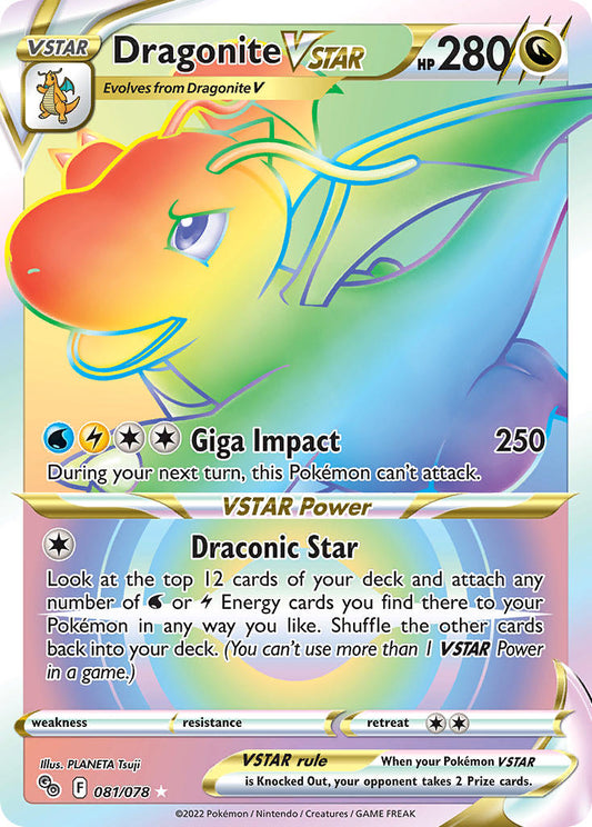 Dragonite VSTAR - 081/078 - Rainbow Rare - Pokemon GO