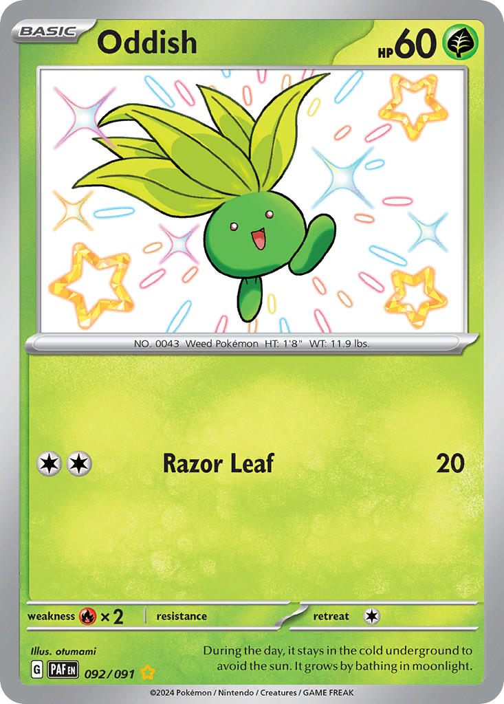Oddish - 092/091 - Shiny Rare - Paldean Fates