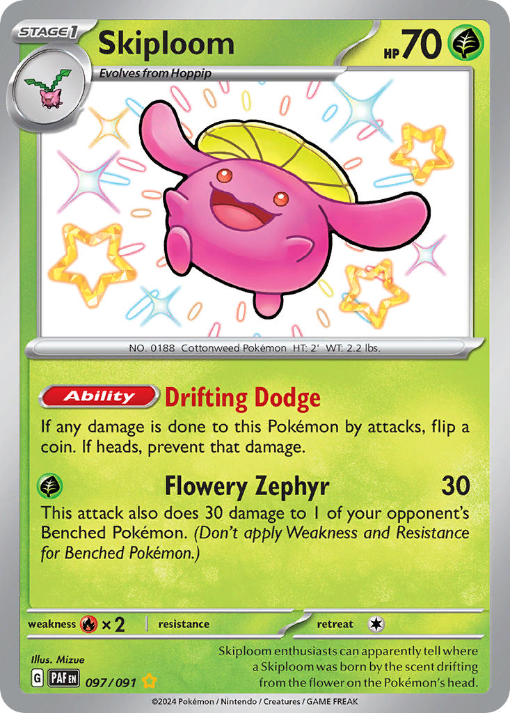 Skiploom - 097/091 - Shiny Rare - Paldean Fates