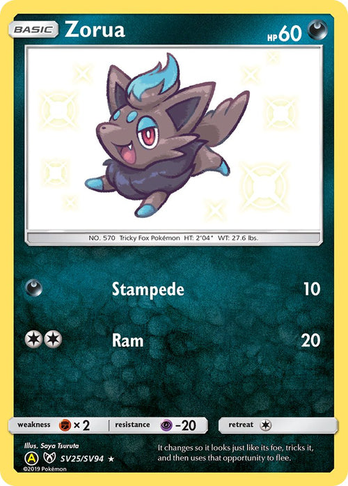 Zorua - SV25/SV94 - Shiny Holo Rare - Hidden Fates