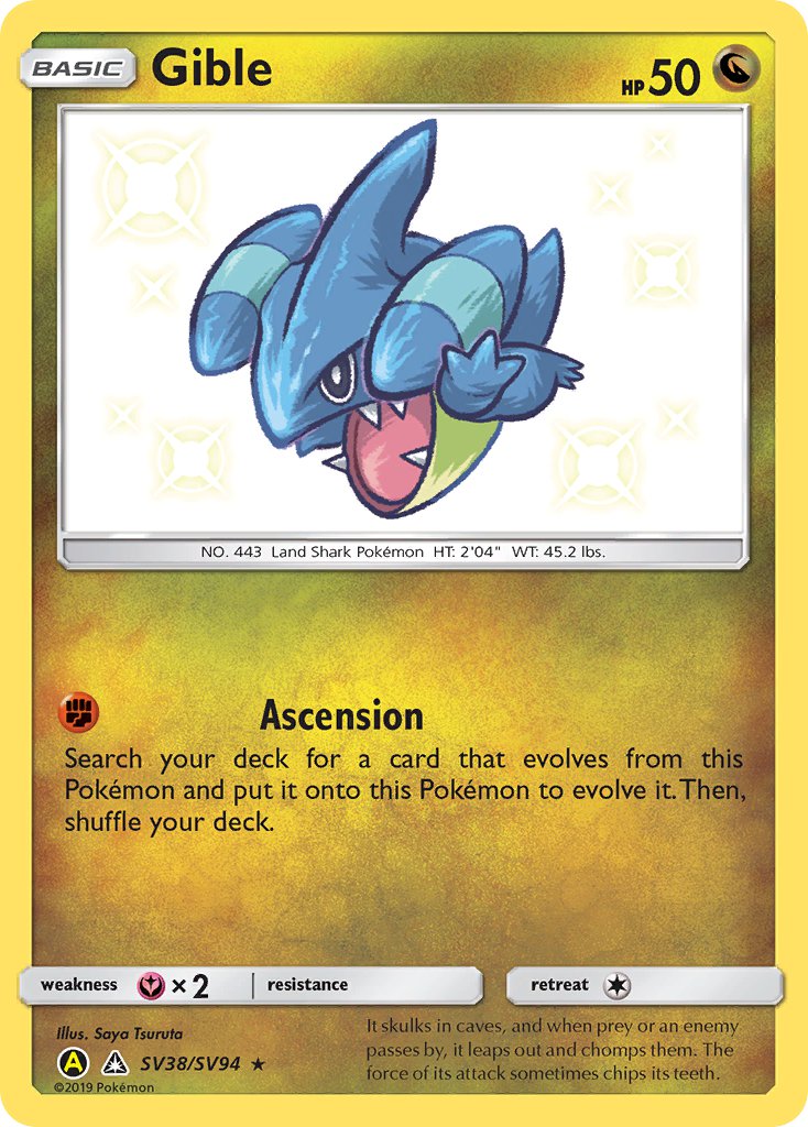 Gible - SV38/SV94 - Shiny Holo Rare - Hidden Fates