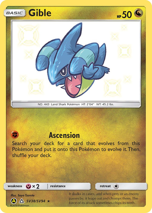 Gible - SV38/SV94 - Shiny Holo Rare - Hidden Fates