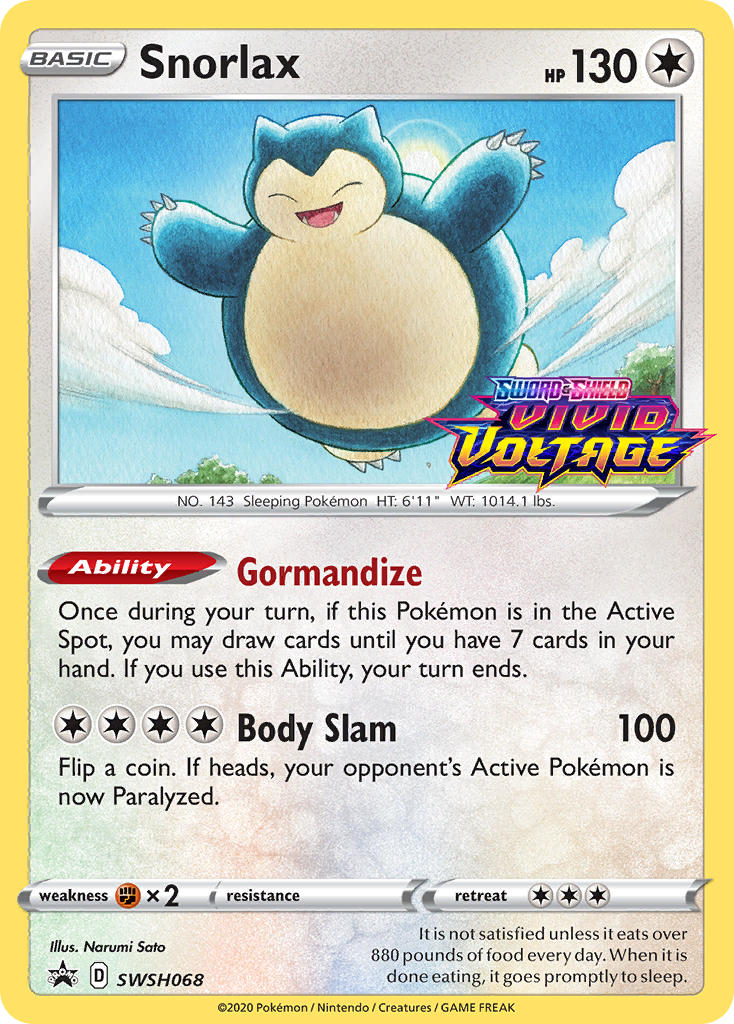 Snorlax - SWSH068 - Prerelease - SWSH Black Star Promo